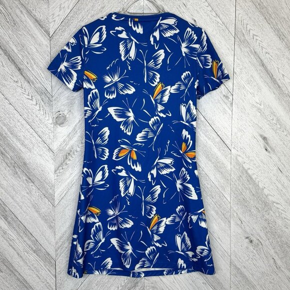 Adidas x Farm Rio Dress Womens Size Small Blue Butterfly Short Sleeve - Picture 5 of 5